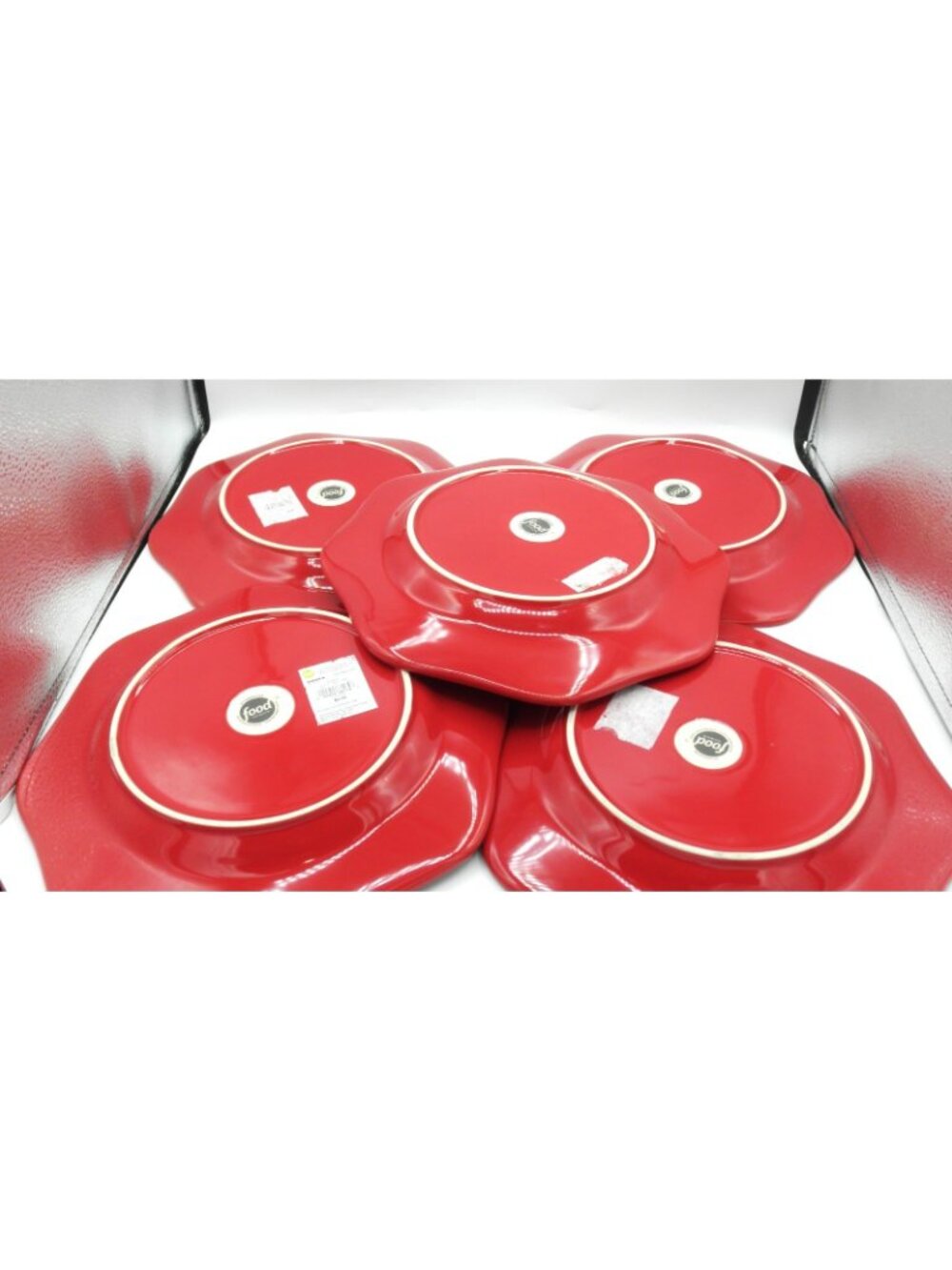 Food Network Fontinella Red Dinner Plate Set of 5 Pattern Code: FOWFONTR - Picture 3 of 10